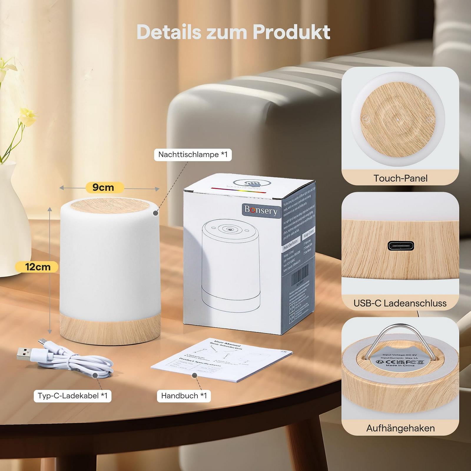 Лампа нічна LED сенсорна акумуляторна 256 кольорів з таймером та гачком, фото №6