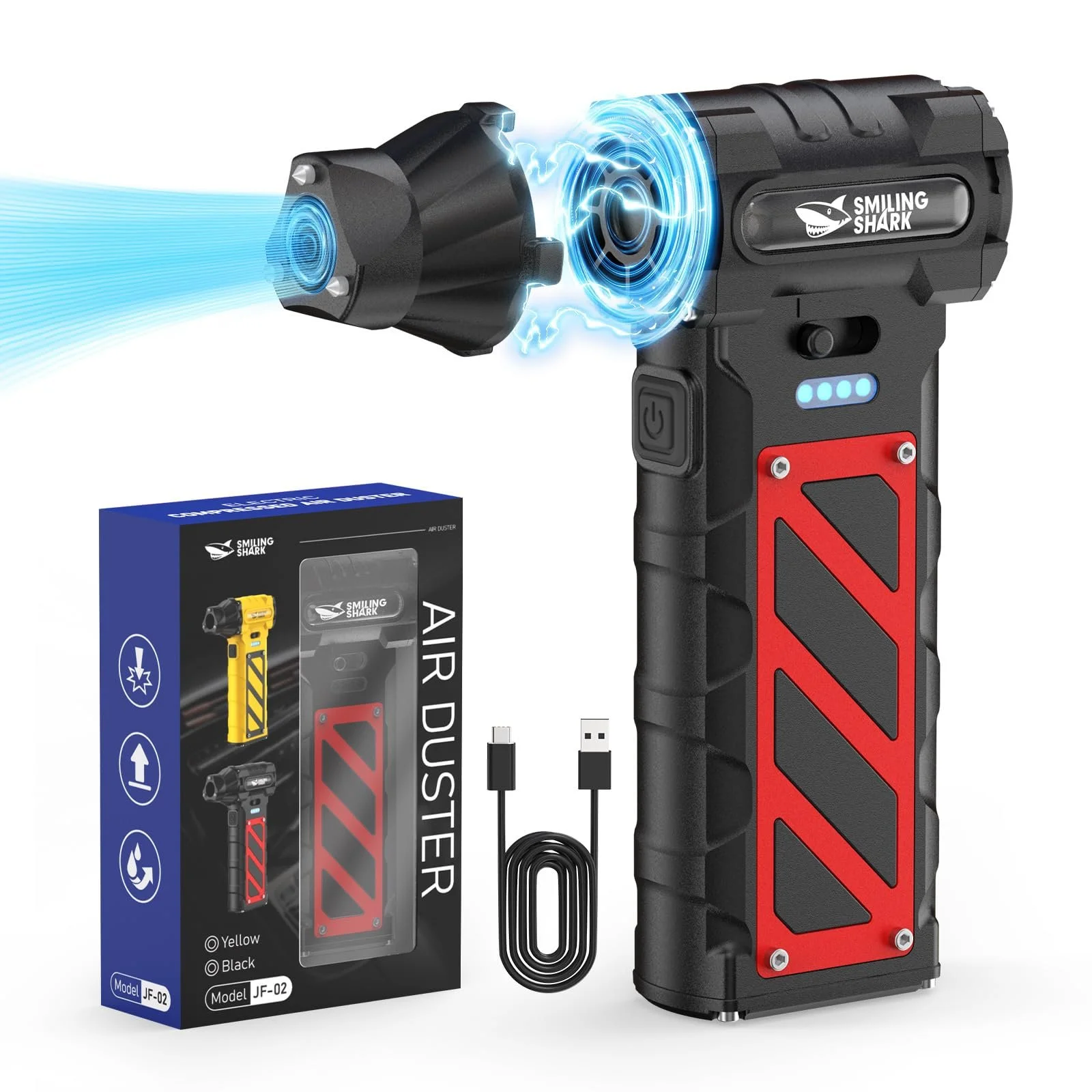 Електрична повітродувка Smiling Shark JF-02 110,000 rpm 8000 mAh Emergency Cutter & Hammer Black, фото №1