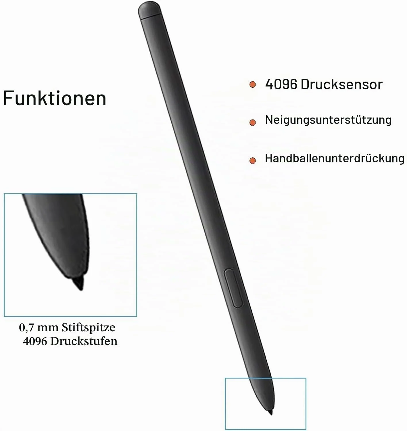Стилус Samsung S Pen Tab S8 EJ-PX700 Black, фото №3 Стилус Samsung S Pen Tab S8 EJ-PX700 Black, фото №3