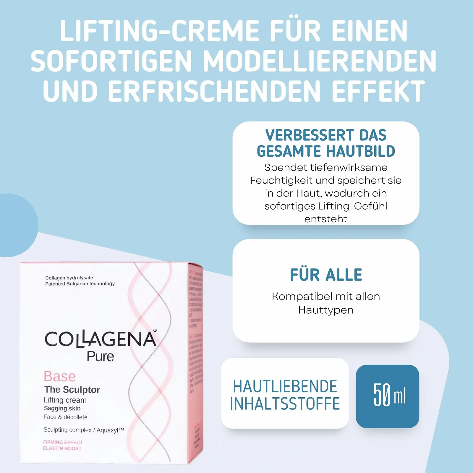 Денний крем COLLAGENA Pure Lifting Cream Firming Wrinkle & Collagen з Glycolift Anti Ageing для шиї та декольте 50 мл, фото №2