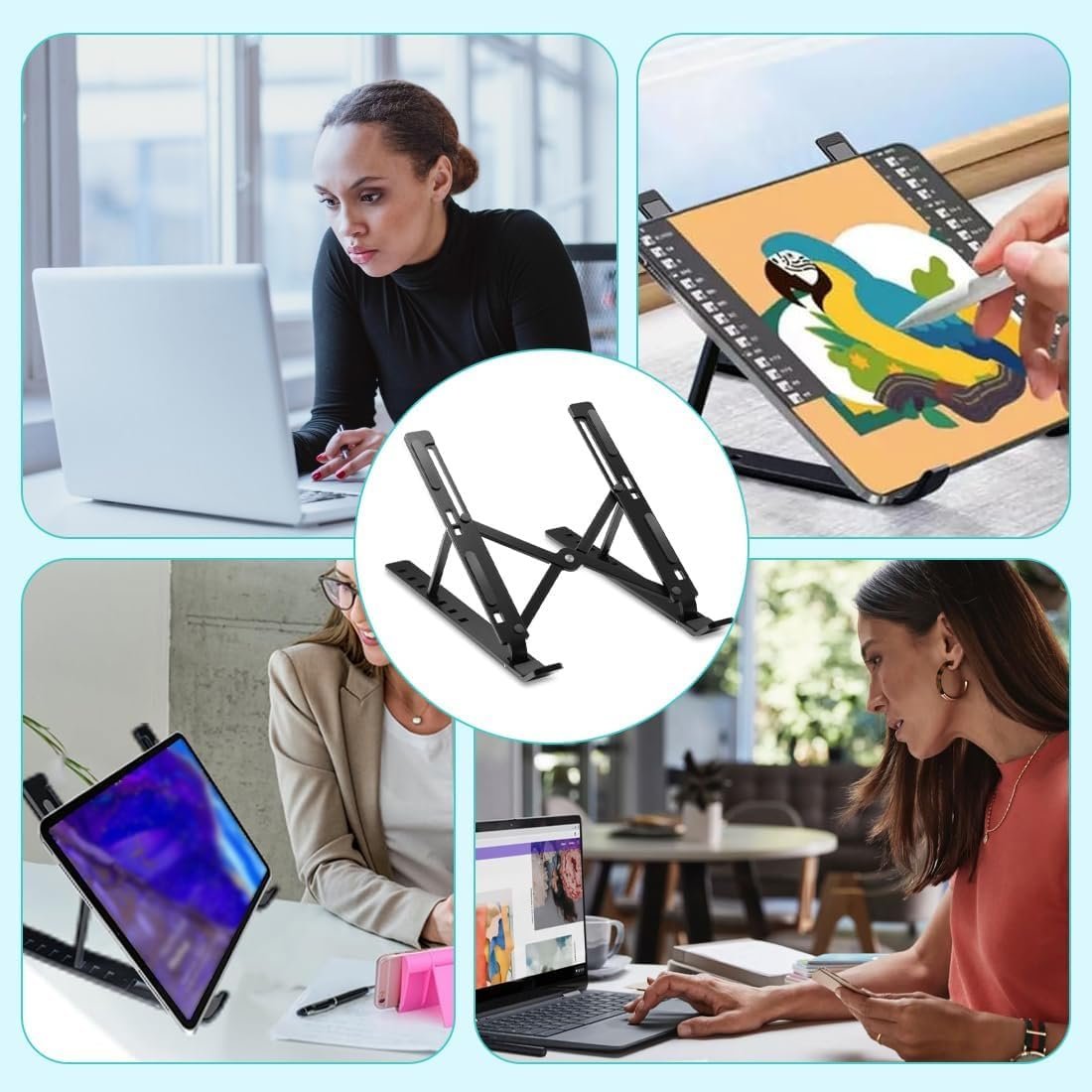 Подставка для ноутбука с 10 регулируемыми уровнями, противоскользящая, пластик, силикон, фото №6 Подставка для ноутбука с 10 регулируемыми уровнями, противоскользящая, пластик, силикон, фото №6