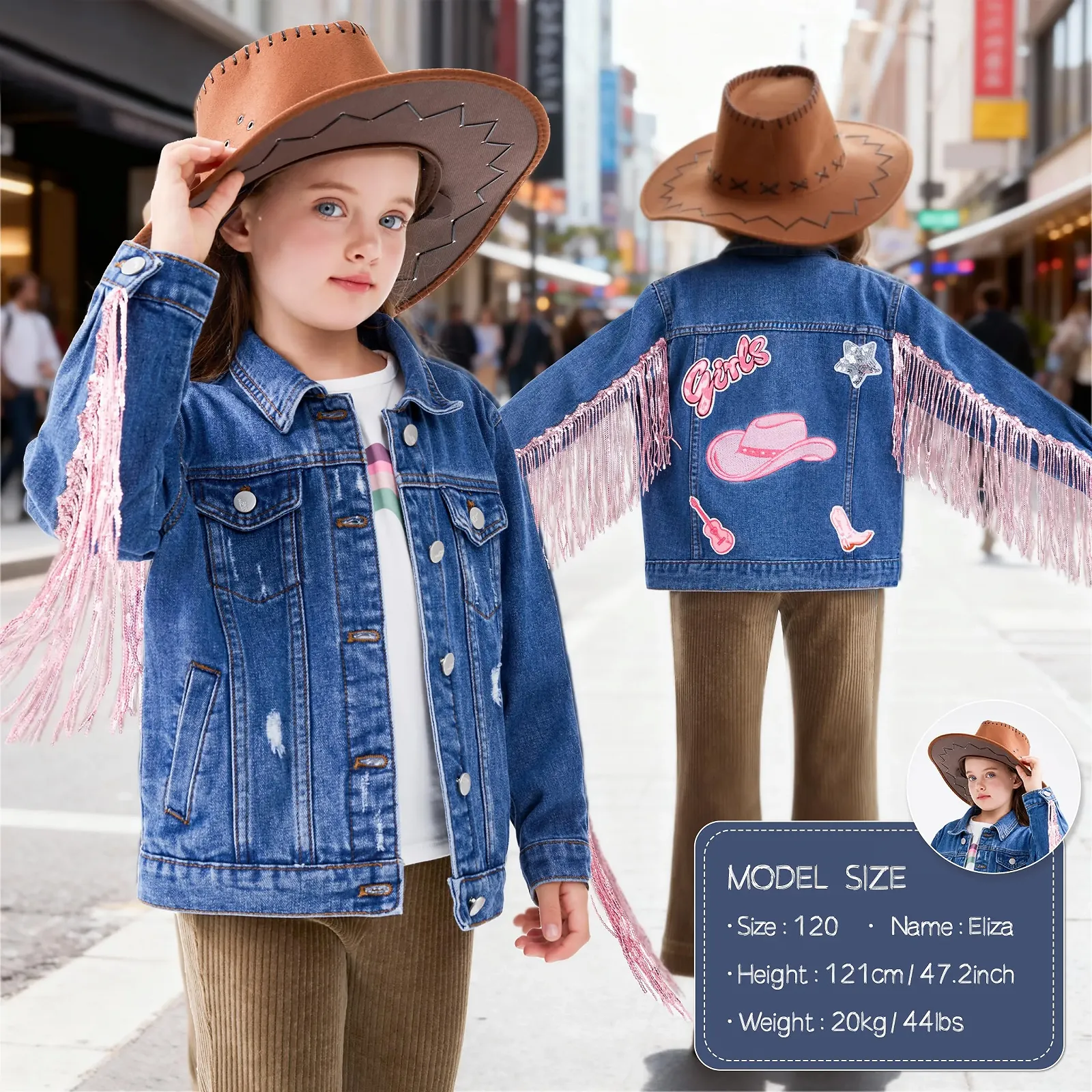 Джинсовая куртка Miipat для девочек, модная с блестками, детская джинсовая куртка для девочек от 18 месяцев до 11 лет, фото №4