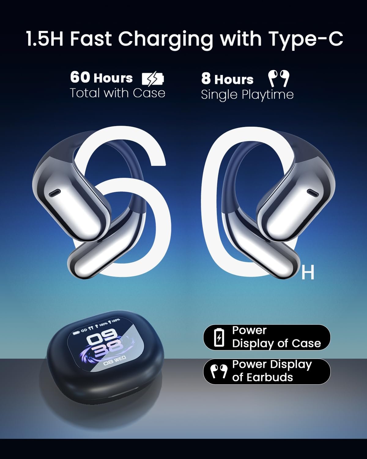 Навушники-перекладачі ANSTEN AI, навушники відкритого типу Bluetooth 5.4, 4-в-1 з сенсорним РК-екраном, фото №7 Навушники-перекладачі ANSTEN AI, навушники відкритого типу Bluetooth 5.4, 4-в-1 з сенсорним РК-екраном, фото №7