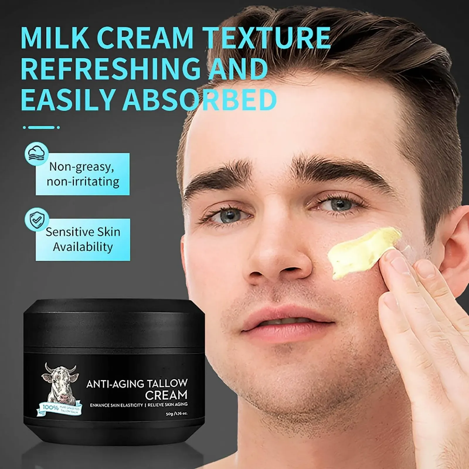 Антивіковий крем для чоловіків Tallow Creme Anti-Aging Face Cream з яловичим жиром 50 г, фото №2 Антивіковий крем для чоловіків Tallow Creme Anti-Aging Face Cream з яловичим жиром 50 г, фото №2