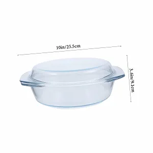 Кастрюля-кесероль Стеклянная круглая с крышкой термостойкая прозрачная synthetic.ua - Фото 1