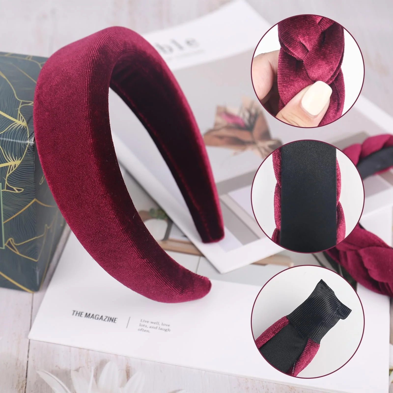 Обруч бархатный elthmpr Braided Красный Набор 3 шт, фото №3