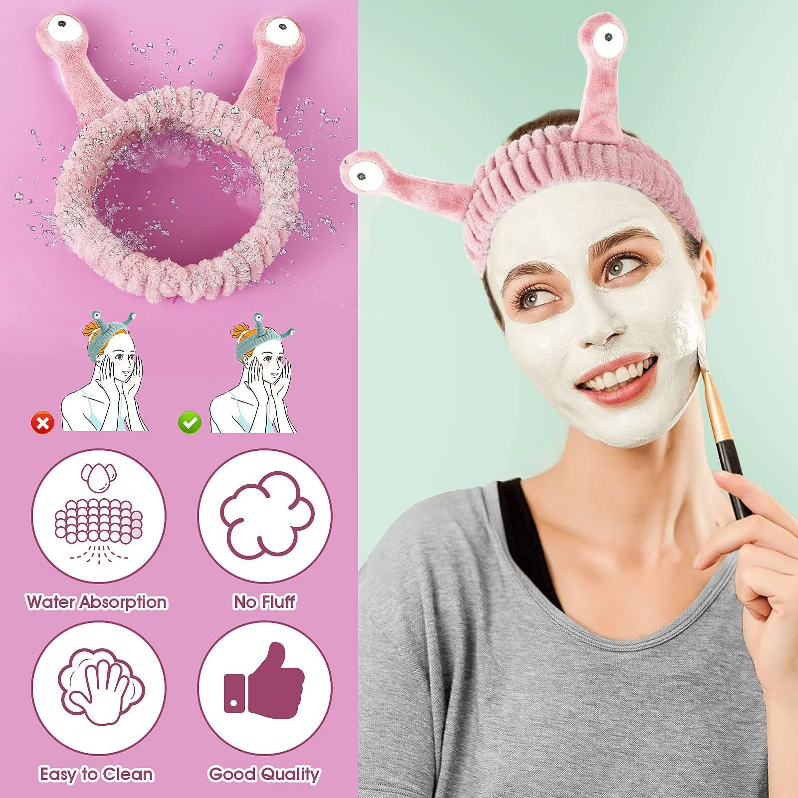 Пов'язка на голову для вмивання Snail Spa, фото №5