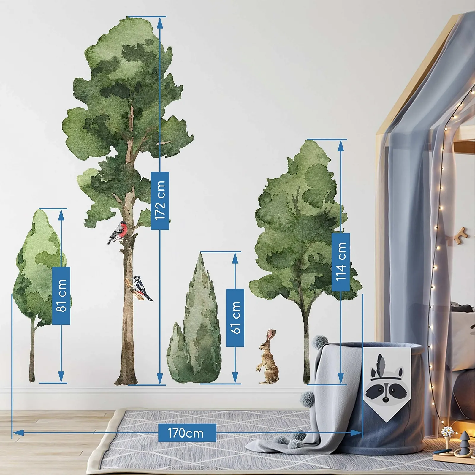 Наклейка на стіну DRZEWA_2 Giant Deciduous Trees Forest Animals XXL, фото №2