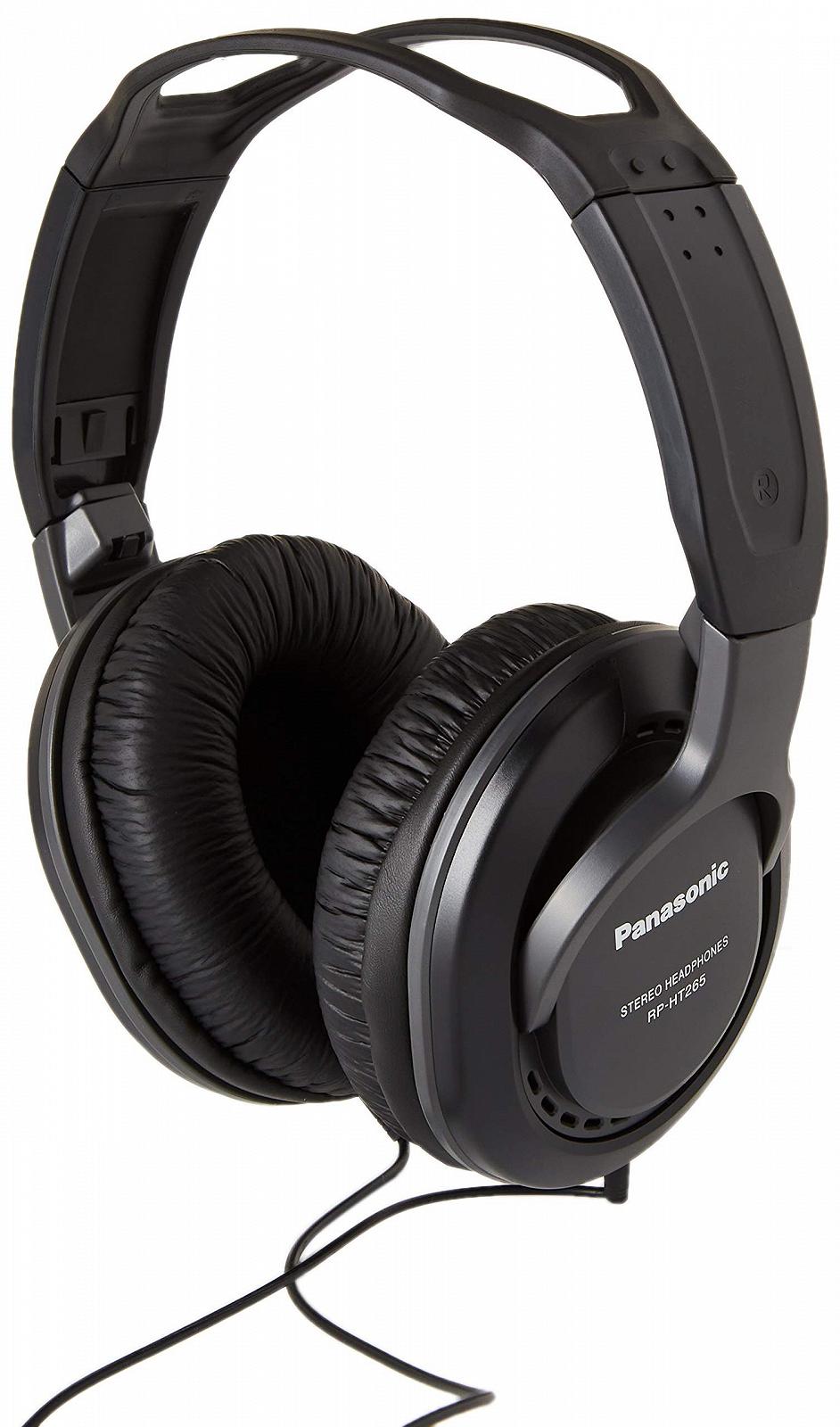 Наушники Panasonic RP-HT265E-K кабель 5 м 3,5 мм и адаптер 6,3 мм регулятор громкости черный, фото №1