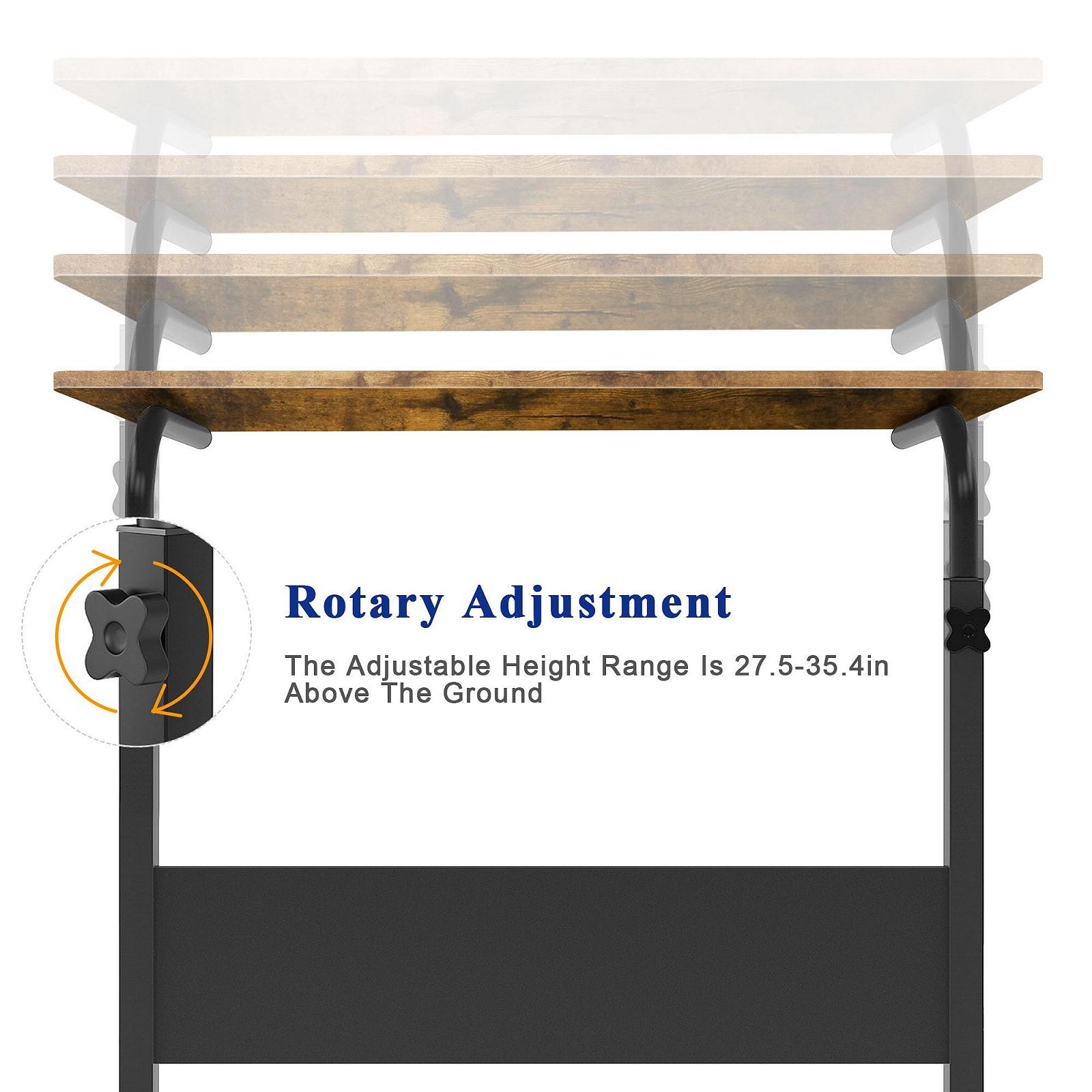 Столик для ноутбука Soges, приставной столик на колесиках, регулируемый по высоте столик для ПК, столик для ноутбука, подставка для ноутбука, столик для ухода за кроватью и диваном, 80 x 40 см, фото №5