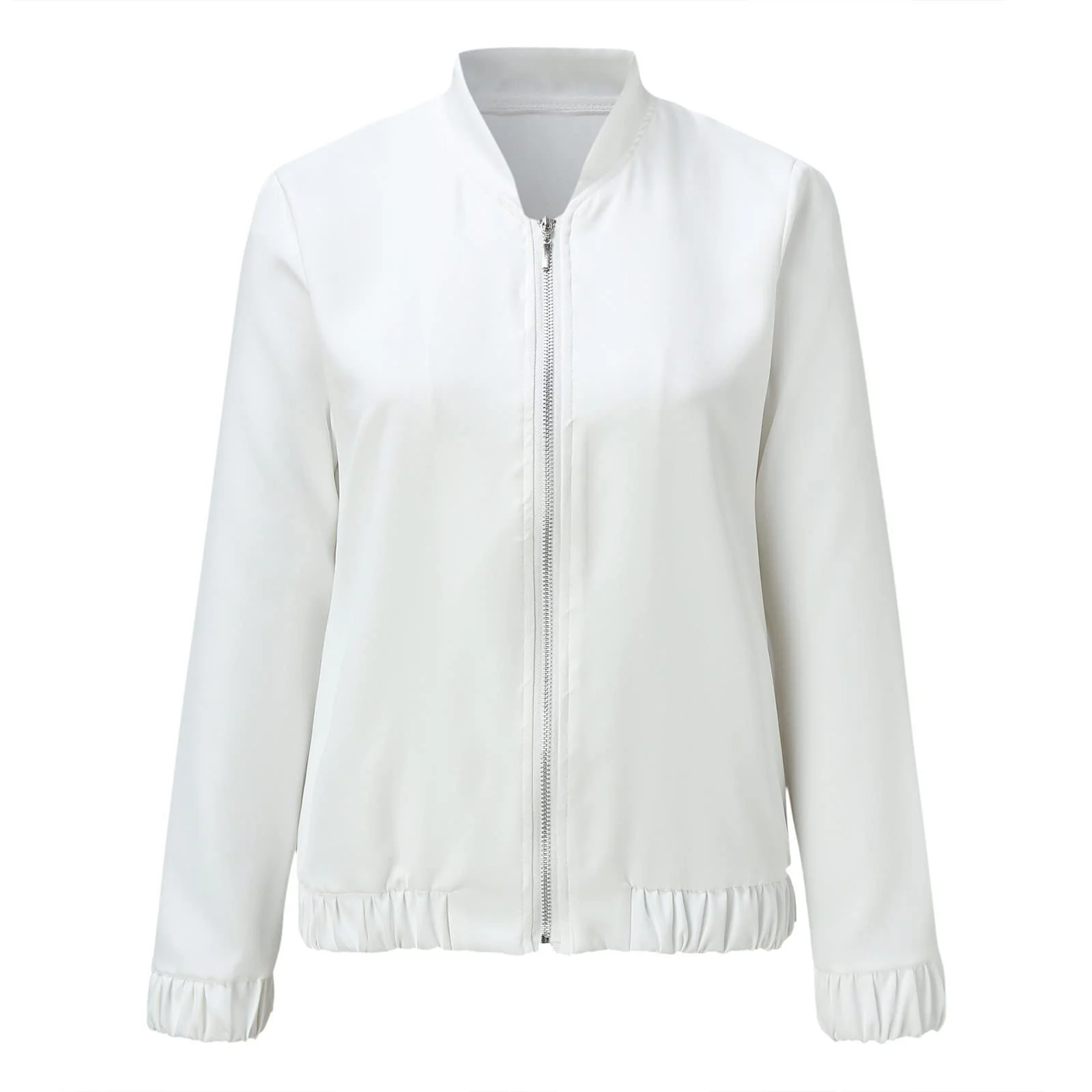 Жіноча Куртка однотонна на блискавці з довгими рукавами для подорожей, роботи, фото №4 Жіноча Куртка однотонна на блискавці з довгими рукавами для подорожей, роботи, фото №4