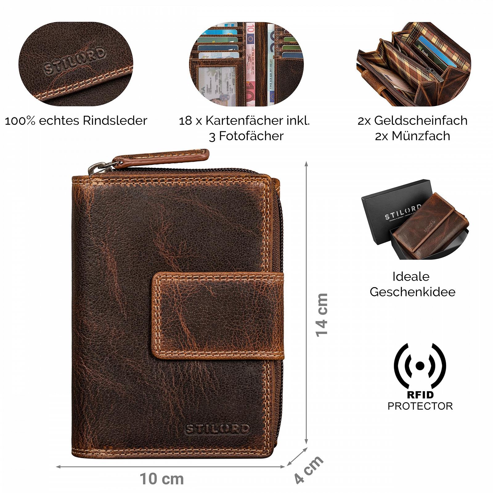 Кошелек STILORD Monnie Элегантный Женский Кожаный - NFC & RFID Блокировка Большой Много Отделений 18 Карточек - Стильный Кошелек Женский в Подарочной Коробке, Luino - Коричневый, кошелек для монет, фото №2