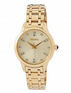 Жіночий годинник Аналоговий Seiko SRZ552P1 Кварцовий механізм, Ремінець з нержавіючої сталі, золотий, Modern - Фото 1