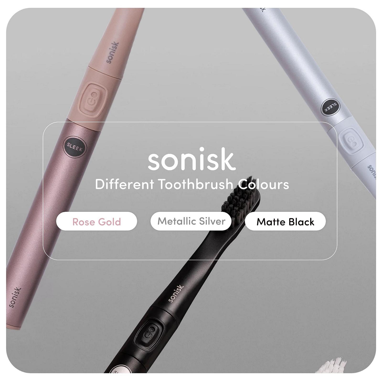 Зубная щетка электрическая Sonisk Sleek, 3 режима чистки, 2 насадки, матовый черный, фото №5