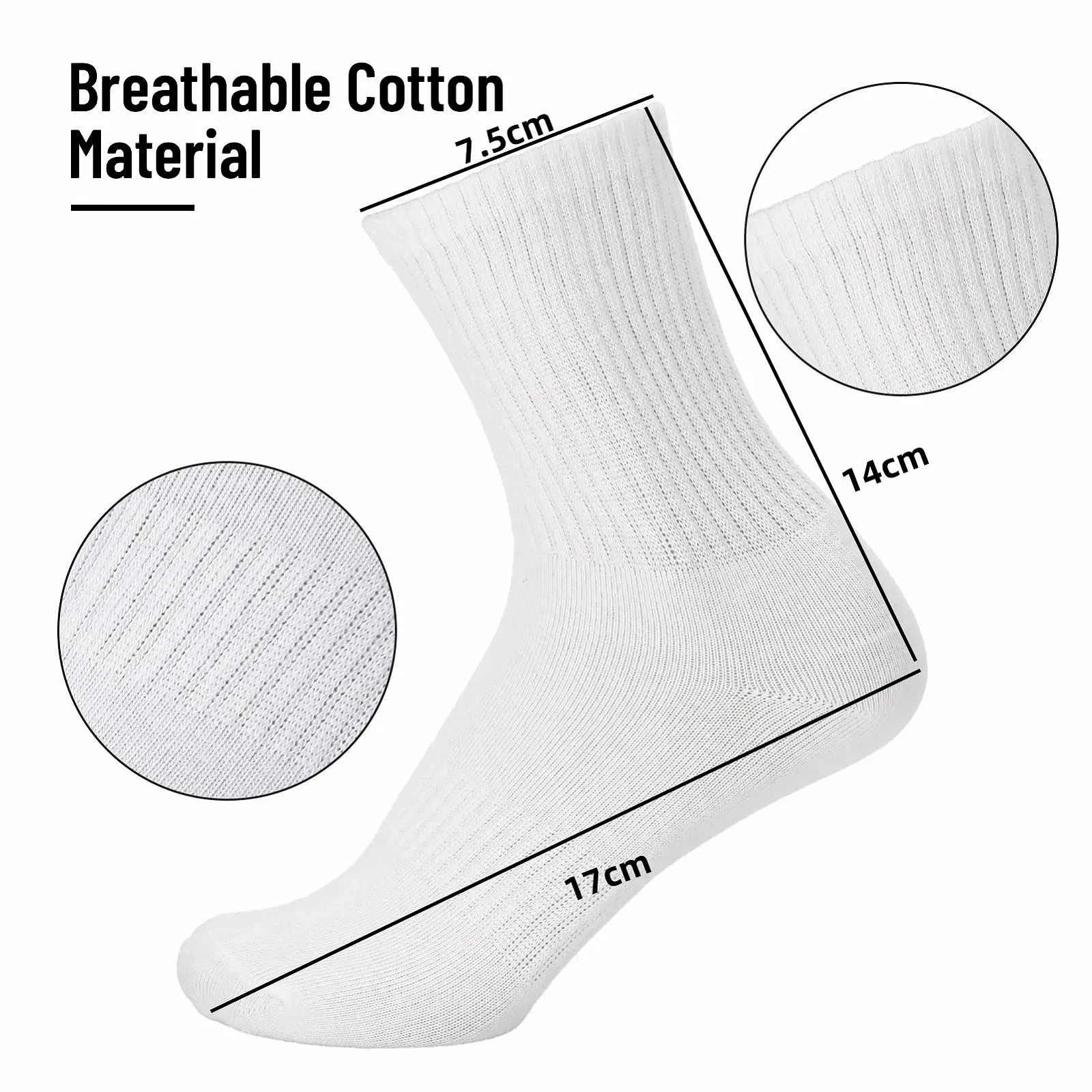 Теннисные носки 8 пар Мужские Женские Спортивные носки Белые, фото №6