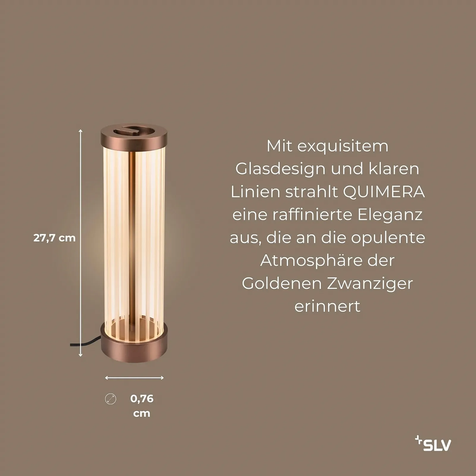 Настільна лампа SLV Quimera Glass LED Мідь, фото №3