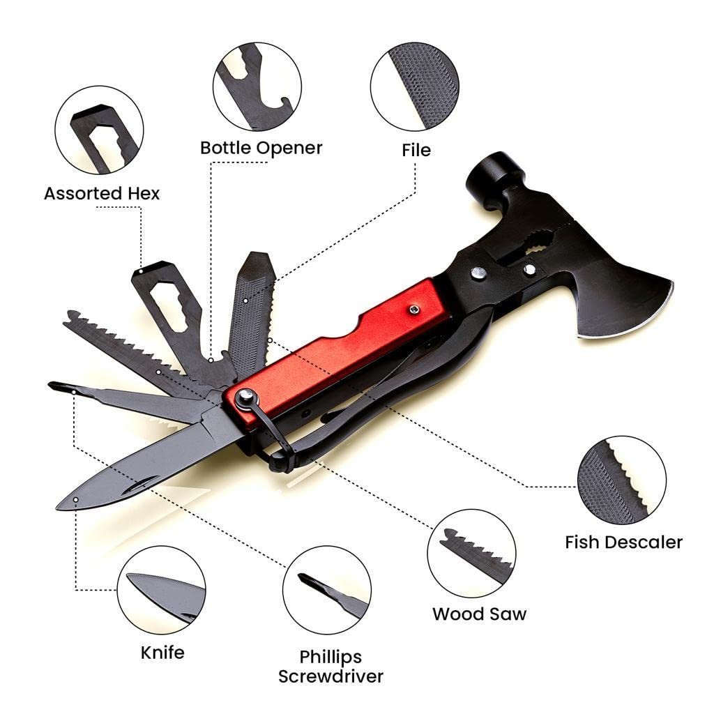 Мультитул I Tool Mini I Набір для виживання I З нержавіючої сталі I Для кемпінгу, походів, вулиці I З ножем, сокирою, молотком, пилою та багатьом іншим, фото №7