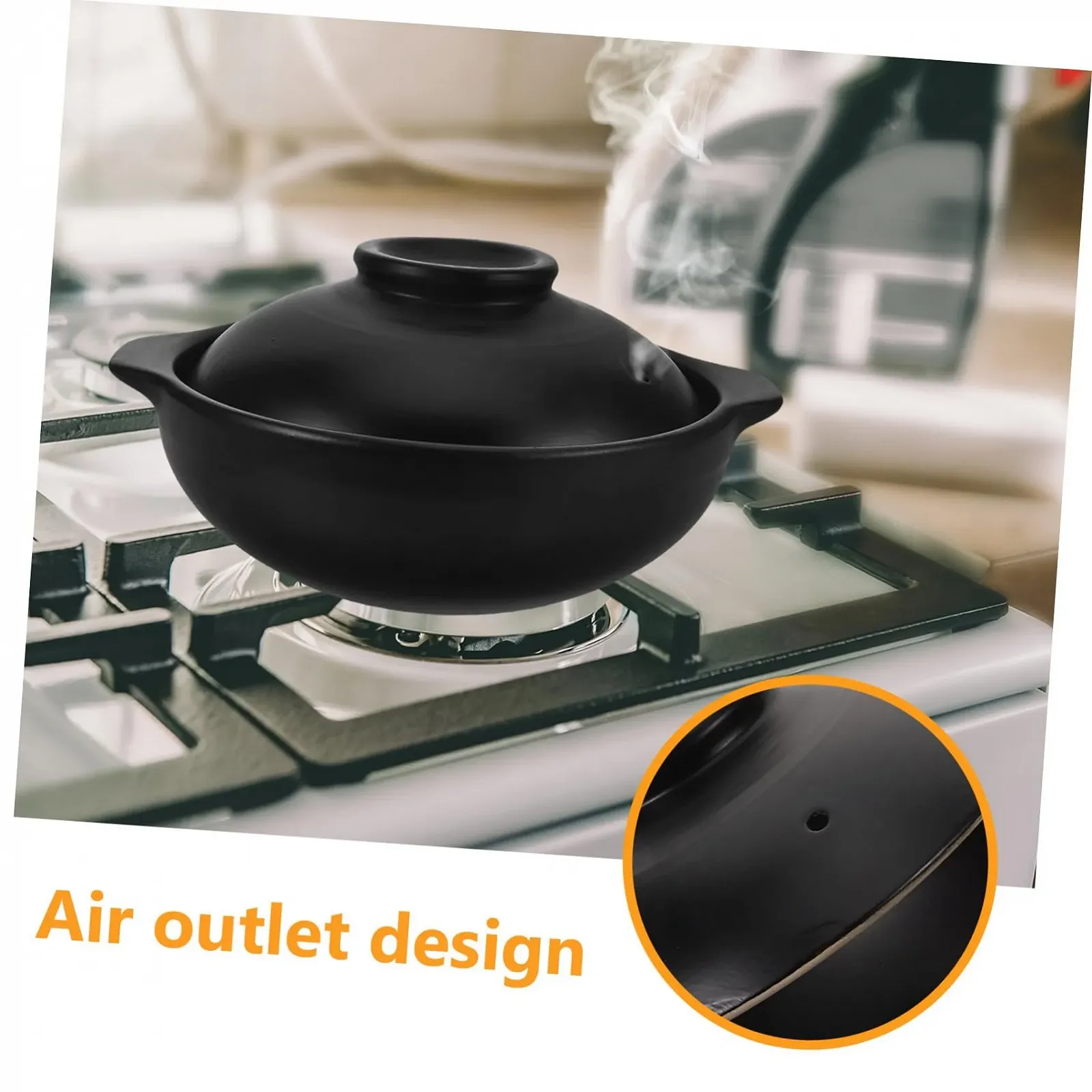 Кастрюля для супа Ciieeo Kitchen Cookware керамическая жаростойкая большая с крышкой, фото №9