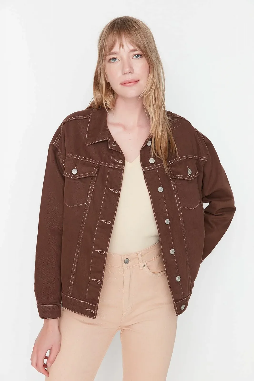 Джинсовая Куртка TRENDYOL Базовая Однотонная, фото №3 Джинсовая Куртка TRENDYOL Базовая Однотонная, фото №3