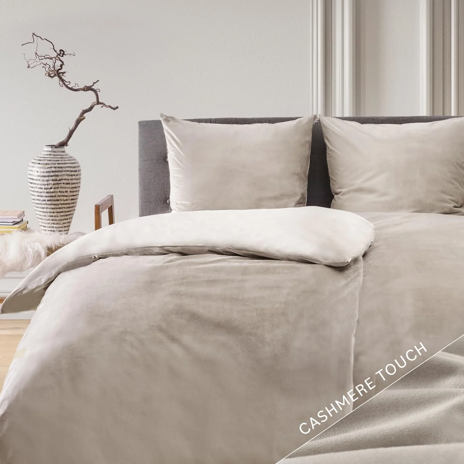 Комплект постельного белья Blumtal 135 x 200 см Cashmere Touch плюшевый набор из 2 предметов Бежевый, фото №1