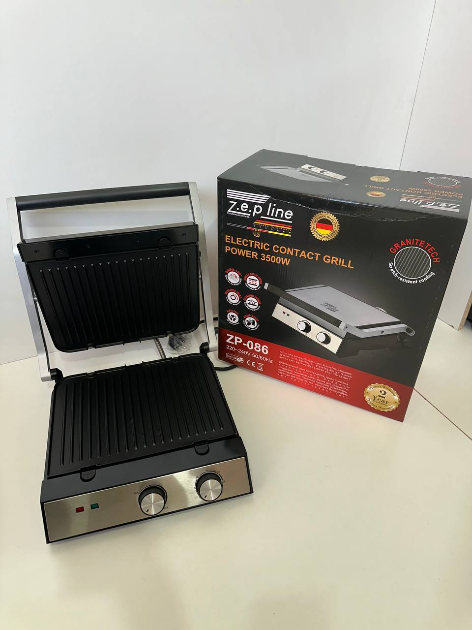 Електрогриль контактний притискний зі знімними пластинами 3500W Zepline ZP-086, фото №4