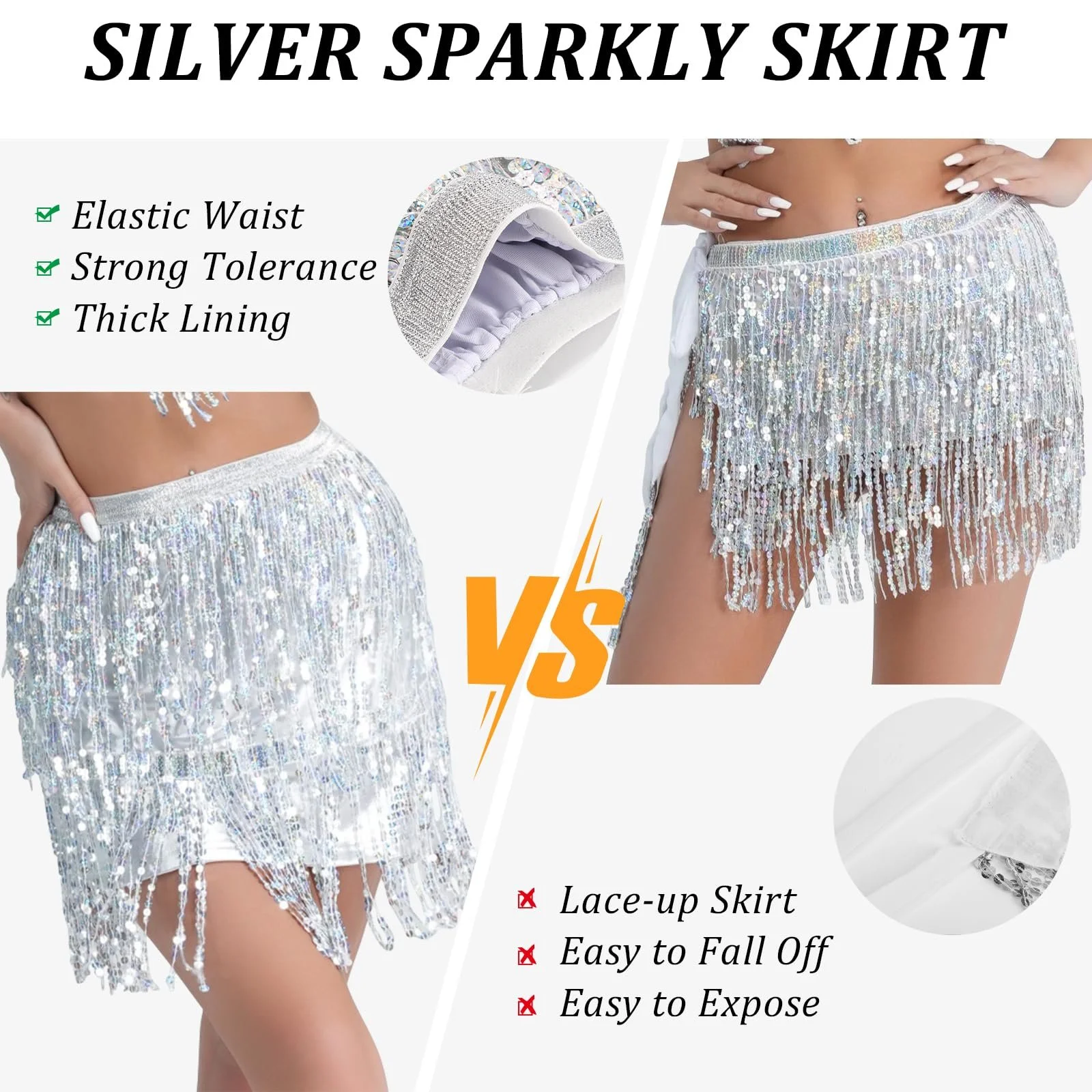 Спідниця Жіноча Блискуча з Паєтками та Китицями, фото №3