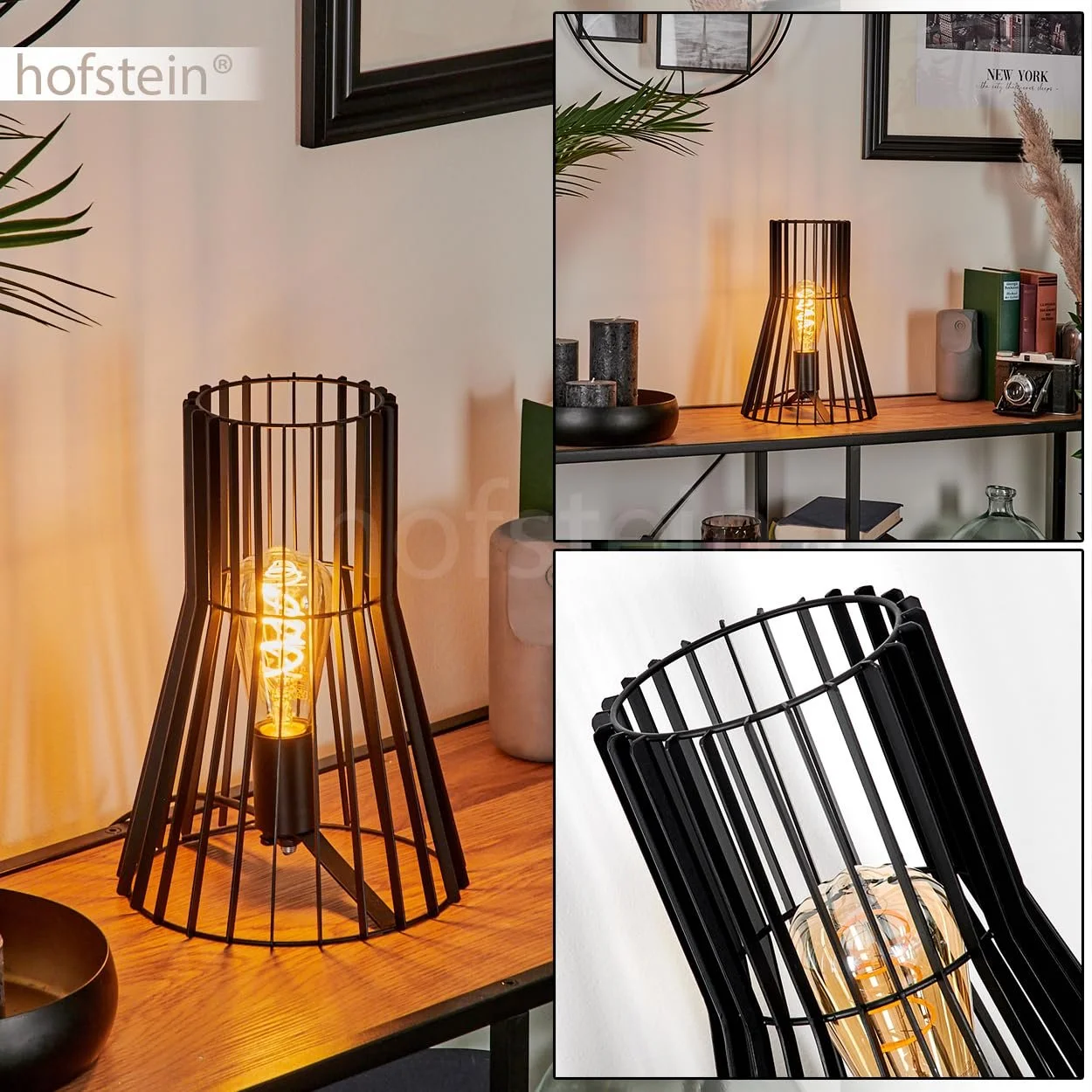 Настільна лампа Emporia Metal Grid Shade 29.5 см 1 x E27 Чорна, фото №2