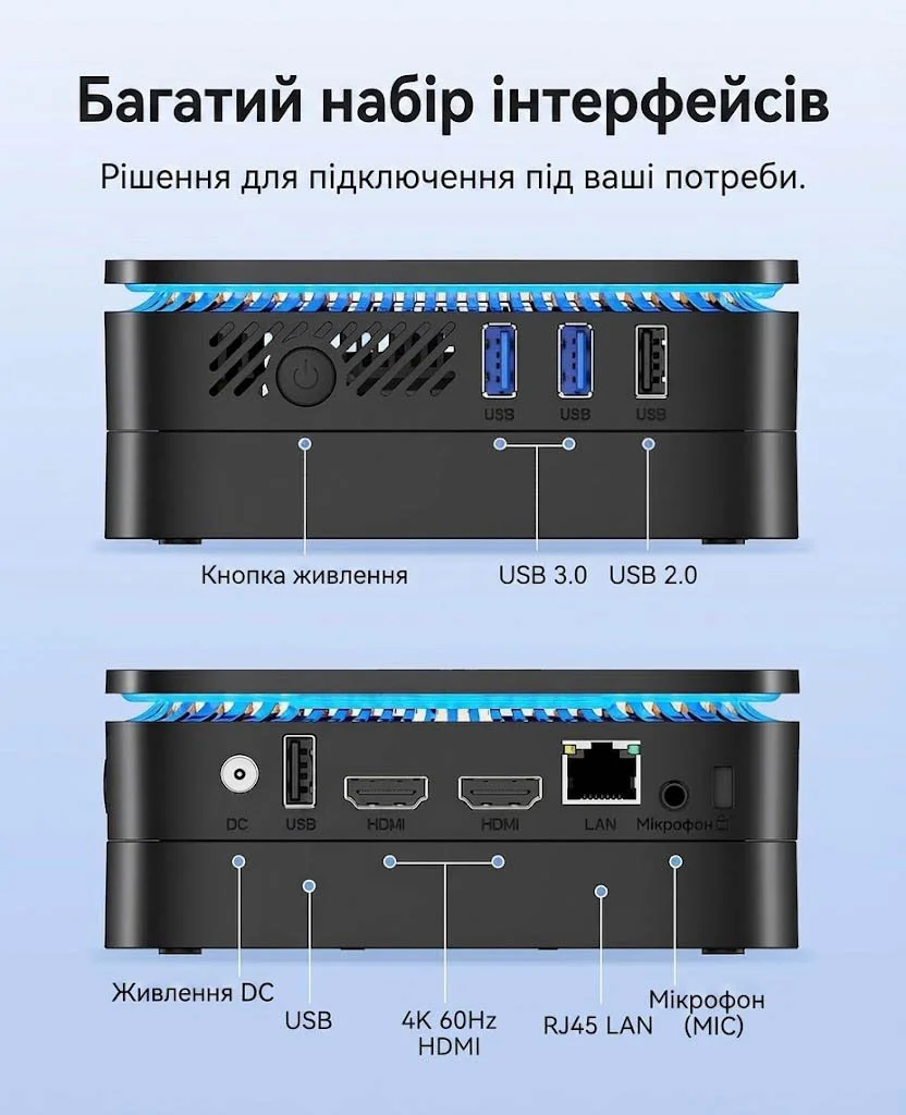 Міні ПК NiPoGi AK1PLUS / Intel Processor N100 / RAM 12GB / SSD 256GB / 2 x HDMI / LAN / Wi-Fi 6 / Bluetooth 5.2 / Windows 11 / Чорний, фото №4 Міні ПК NiPoGi AK1PLUS / Intel Processor N100 / RAM 12GB / SSD 256GB / 2 x HDMI / LAN / Wi-Fi 6 / Bluetooth 5.2 / Windows 11 / Чорний, фото №4