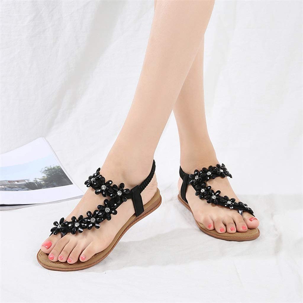 Жіночі літні сандалі-гладіатори без каблука Summer Квітка з кристалами Black, фото №1 Жіночі літні сандалі-гладіатори без каблука Summer Квітка з кристалами Black, фото №1