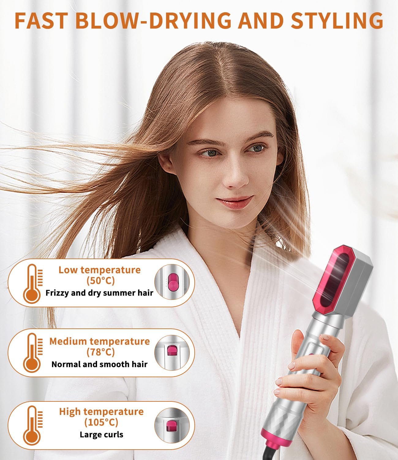 Стайлер для волос 6 в 1 1000 W 3 скорости вращающийся шнур 360°, фото №4 Стайлер для волос 6 в 1 1000 W 3 скорости вращающийся шнур 360°, фото №4
