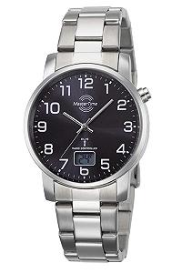 Часы мужские радиоуправляемые кварцевые Master Time серебристые MTGA-10694-21M, аналого-цифровые, с браслетом из нержавеющей стали, современные - Фото 1