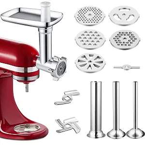 Насадка-м'ясорубка Gdrtwwh для міксерів KitchenAid з аксесуарами Металева - Фото 1
