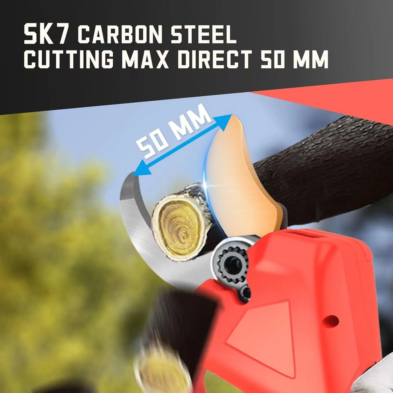 Електричні Секатори Акумуляторні Професійні Max 50 мм, Гострі Леза Sk7, 4000 mAh Садові Ножиці з Дисплеєм, 900 Вт з Безщітковим Двигуном для Садівництва, Фруктових Дерев, фото №3