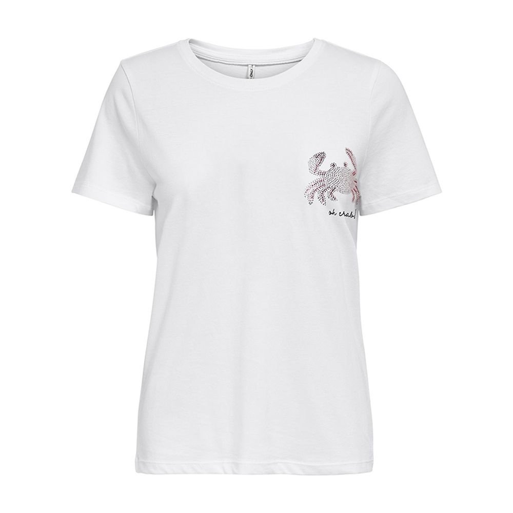 Футболка ONLKITA LIFE REG TOP BOX JRS 15231603-Bright -Print: CRAB ONLY Білий M, фото №1