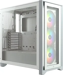 Корпус Corsair iCUE 4000X RGB / без БП / Mid-Tower / ATX, E-ATX / USB Type-C / 3x120mm RGB / Белый synthetic.ua - Фото 1