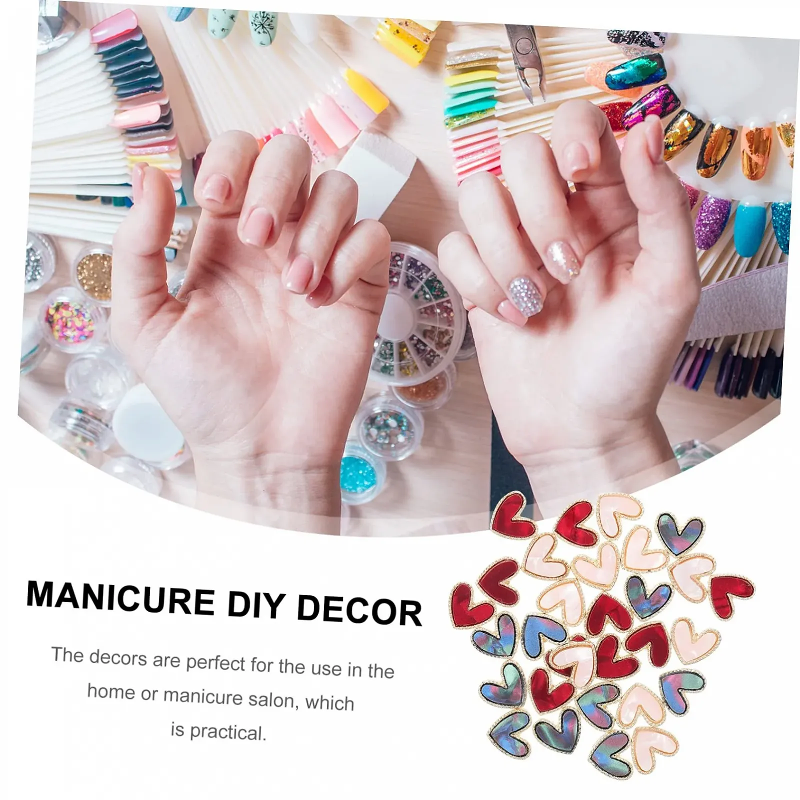 Набор украшений для ногтей Сердце (30 шт.) Металлические украшения для маникюра в форме сердца, украшения для ногтей, аксессуары для ногтей, украшения для моделирования ногтей в форме сердца, небольшие украшения для самостоятельного изготовления ногтей из сплава, фото №4