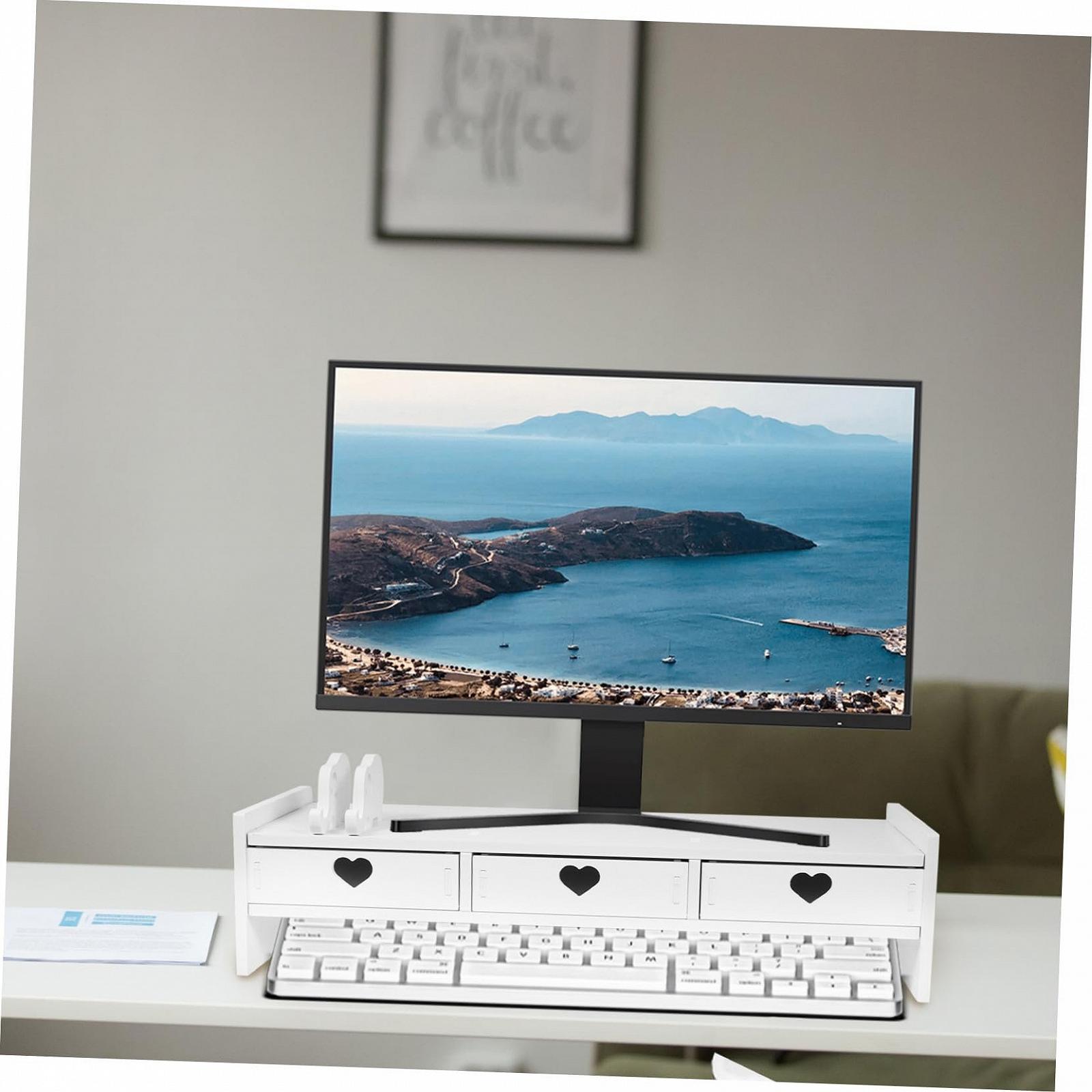 Подставка для клавиатуры с ящиком для ноутбука, подставка для монитора, настольная компьютерная стойка, органайзер для офисного стола WPC белый, фото №5 Подставка для клавиатуры с ящиком для ноутбука, подставка для монитора, настольная компьютерная стойка, органайзер для офисного стола WPC белый, фото №5