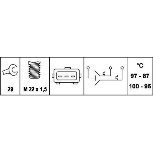 Термовыключатель вентилятора радиатора HELLA 6ZT 007 836-021 для CITROËN FIAT LANCIA, фото №2 Термовыключатель вентилятора радиатора HELLA 6ZT 007 836-021 для CITROËN FIAT LANCIA, фото №2