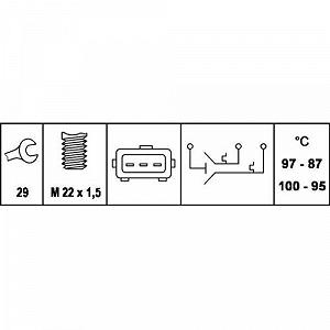 Термовыключатель вентилятора радиатора HELLA 6ZT 007 836-021 для CITROËN FIAT LANCIA synthetic.ua - Фото 1