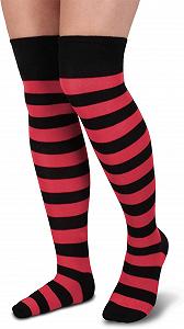 Широкие полосатые чулки Normani выше колен - Жатые носки выше колена - Разноцветные кольца - Фото 1