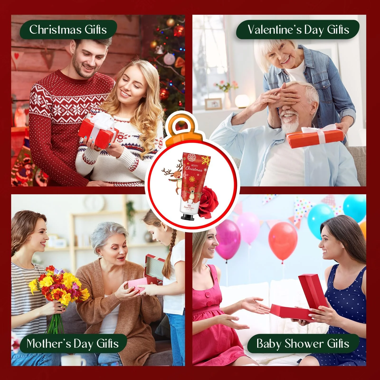 Крем для рук Queekay набір Різдвяний міні-лосьйон для сухої потрісканої шкіри рук 24 шт, фото №6