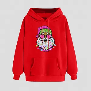 Женская Толстовка с капюшоном tsaChick Рождественский принт, длинный рукав, открытые плечи, карман synthetic.ua - Фото 1