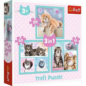 Пазл Trefl Sweet Animals 3-в-1 от 20 до 50 элементов для детей от 3 лет - Фото 1