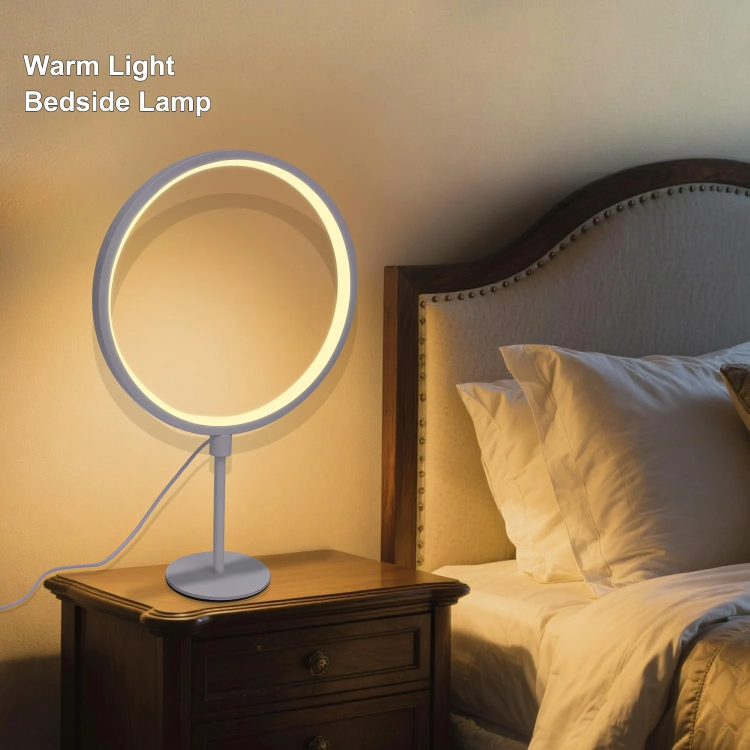 Настільна лампа Metal Circle USB 5В 2А димована сучасний мінімалізм тепле світло 25 см Білий, фото №4