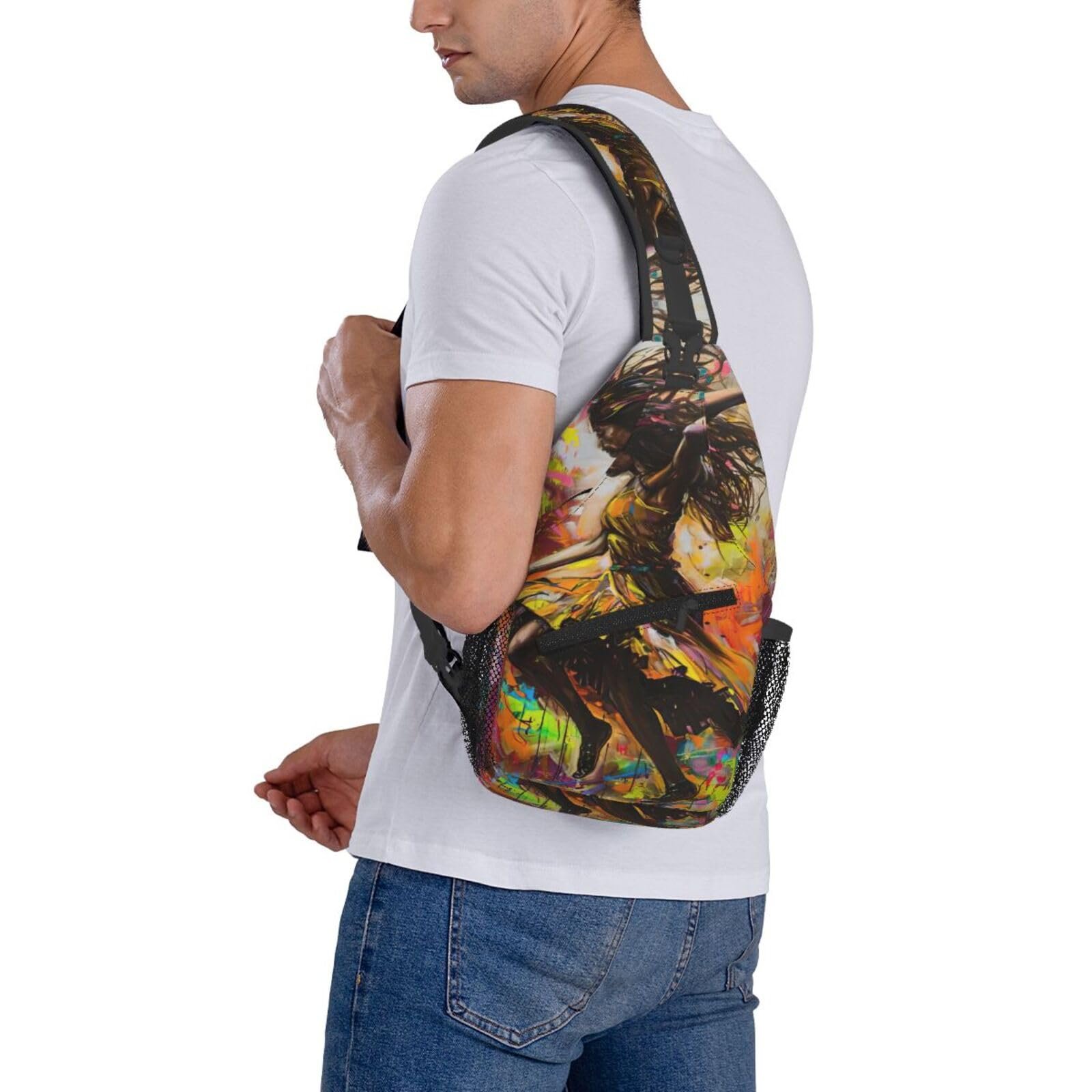 Рюкзак слінг Dance With Music Print Crossbody Чорний, фото №9 Рюкзак слінг Dance With Music Print Crossbody Чорний, фото №9