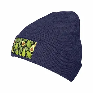 Шапка-бини с рисунком авокадо, светло-зеленая, зимняя теплая вязаная - Фото 1