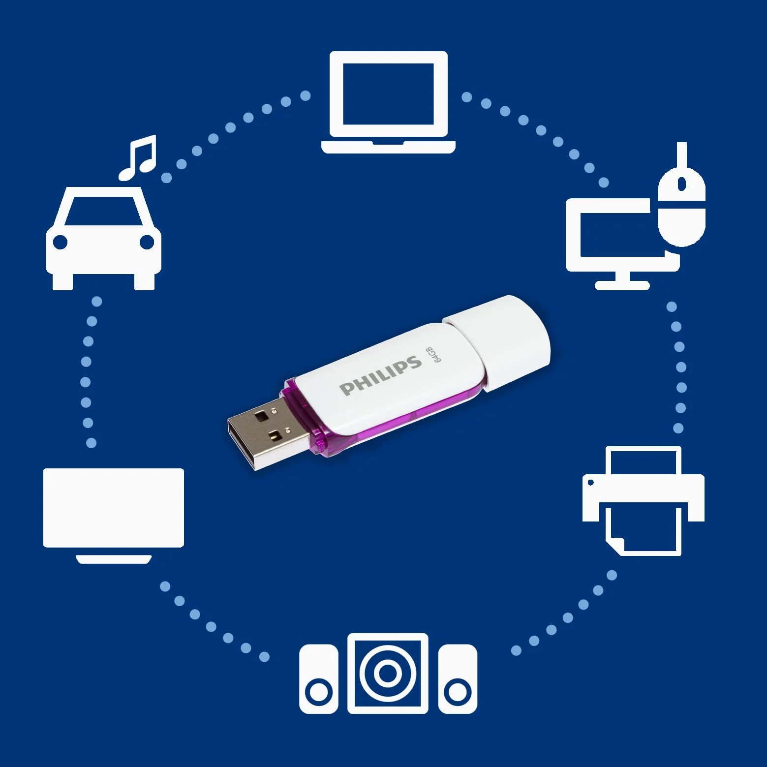 USB флеш-накопичувач Philips Snow Edition 2.0 64 ГБ White/Purple, фото №6
