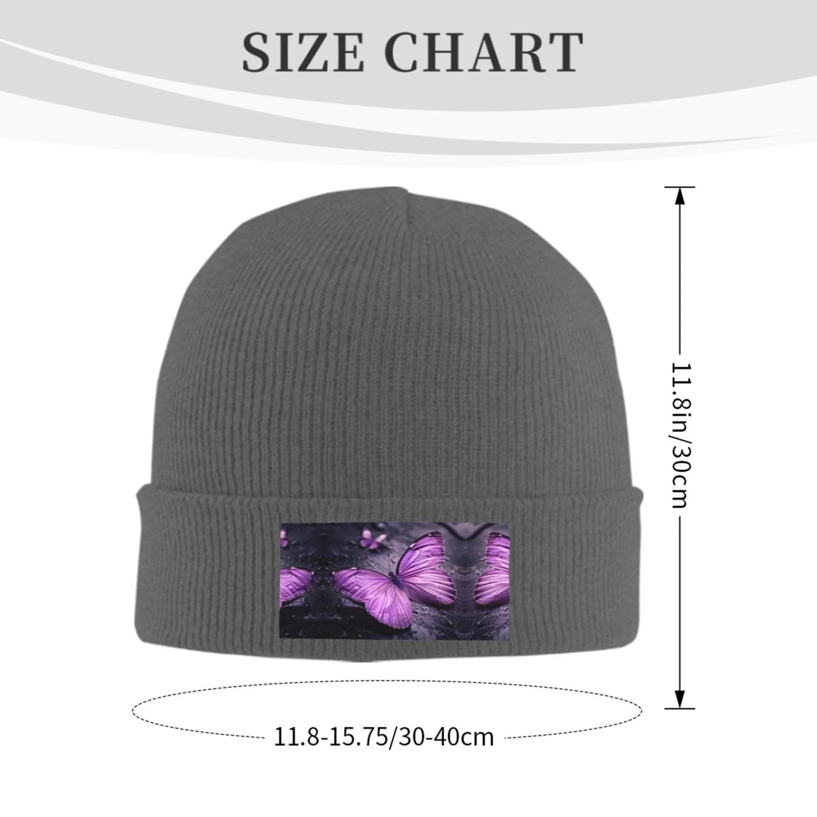 Шапка-біні Фіолетова з метеликом, фото №3