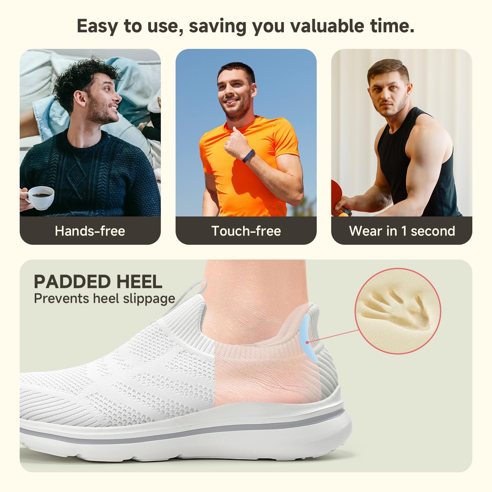 Кросівки ODCKOI Без шнурків Легкі дихаючі Зручні Сітчасті Повсякденні Спортивні, фото №3