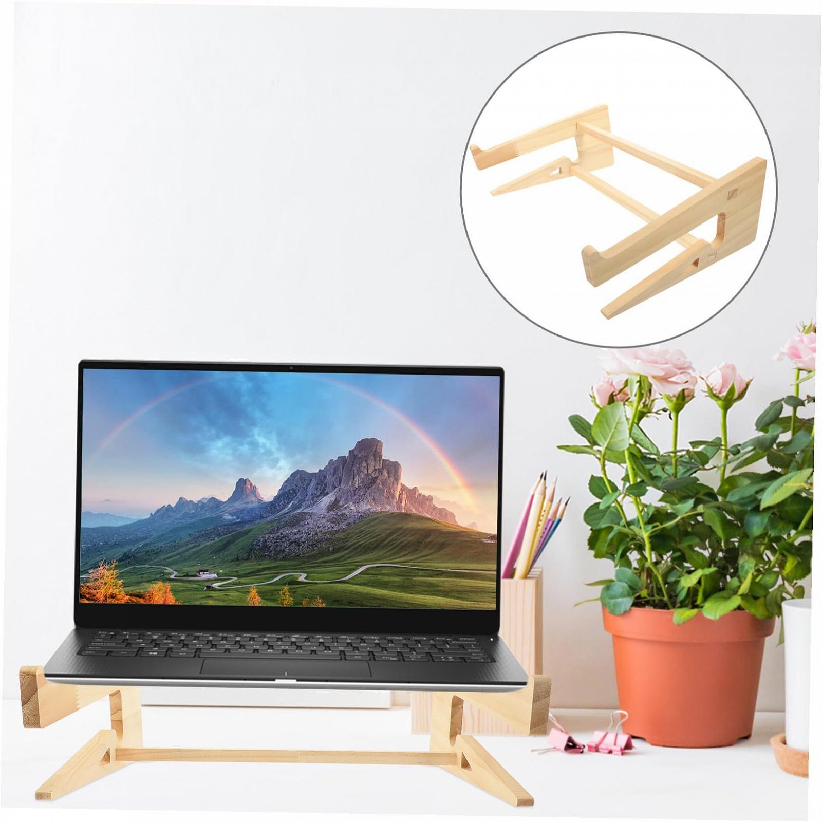 Підставка для ноутбука Дерев'яна Портативна Регульована по висоті Нековзна Для організації кабелів Вентильована, фото №8